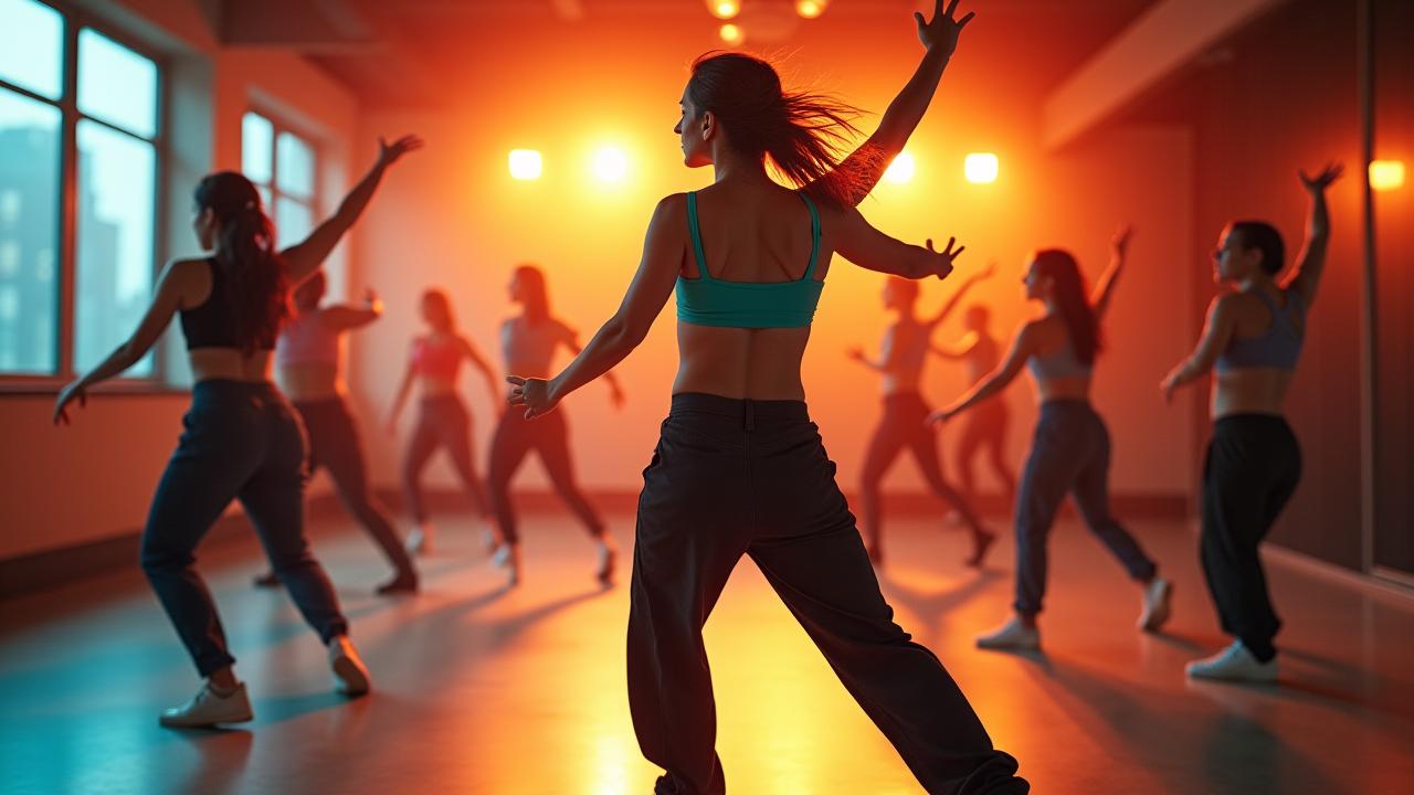 Energetic dance class at Sidlak Moves studio